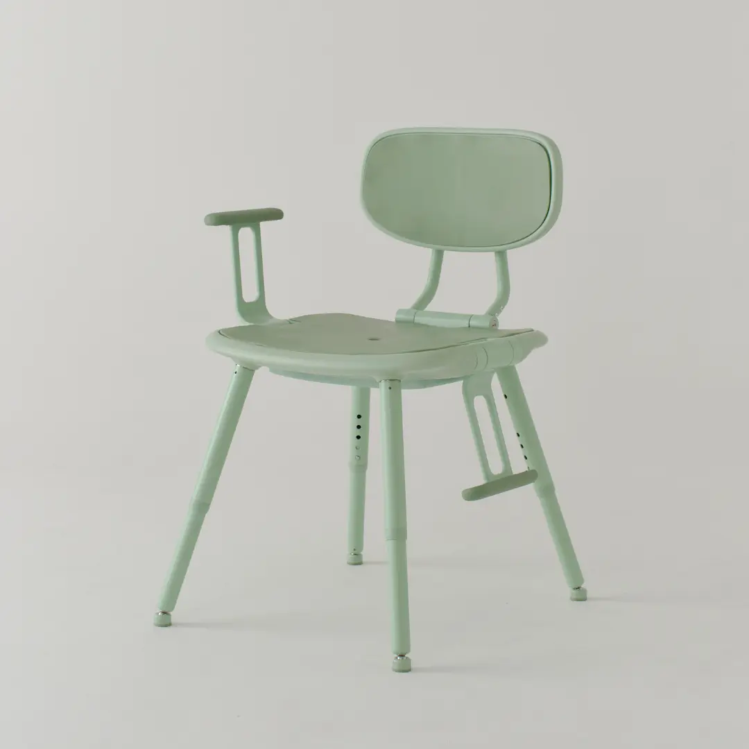 Oasis Chair in Green, one armrest upright one armrest packed